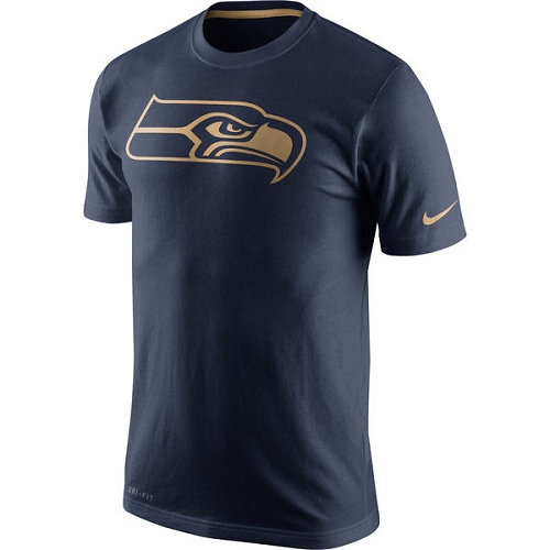 NFL Men's Seattle Seahawks Nike Navy Championship Drive Gold Collection Performance T-Shirt